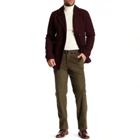 Peter Millar Olive Green Nanoluxe Corduroy Straight Leg Pants Size 40